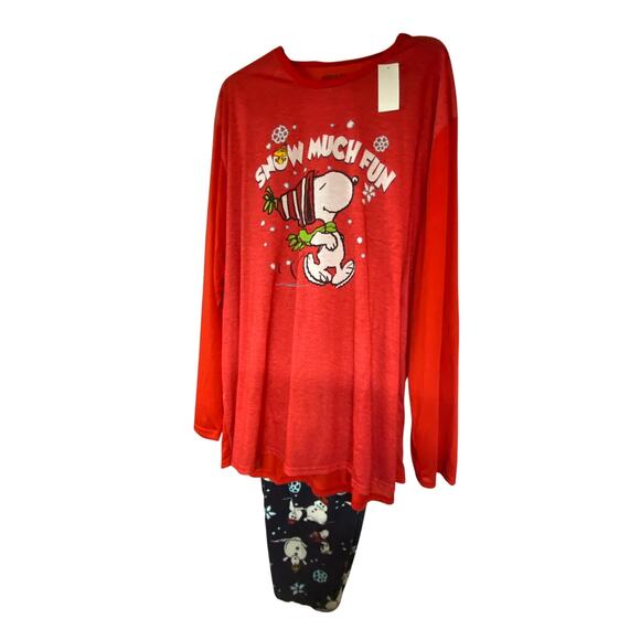 Brand New Peanuts Women's Size 3X Plus Snoopy Holidays Christmas Pajama Set - Picture 1 of 7